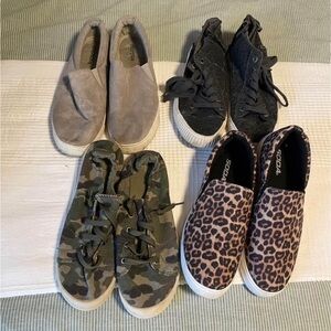 4 PAIRS OF ZIP/SLIP ON SHOES, SIZE 8